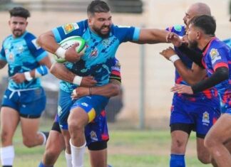 نهائي كأس العرش للريكبي بين مولودية وجدة والأولمبيك البيضاوي بمدينة ٱيت ملول