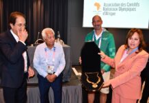 الجمعية العمومية لاتحاد اللجان الأولمبية الإفريقية تكرم بشرى حجيج بوسام الاستحقاق الإفريقي
