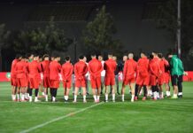 المنتخب الوطني يجري آخر حصة تدريبية قبل التوجه صوب وجدة