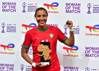 عزيزة رباح أفضل لاعبة في مباراة المغرب والسنغال