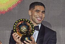 أشرف حكيمي يتوج بجائزة الكرة الذهبية الإفريقية