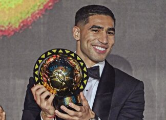 أشرف حكيمي يتوج بجائزة الكرة الذهبية الإفريقية