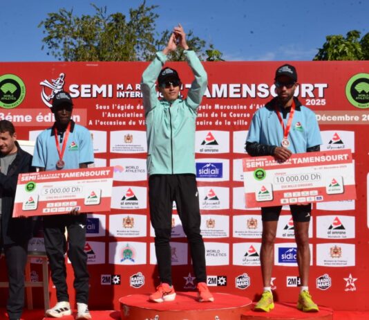 بالصور تألق مغربي كيني في سباق نصف مارطون تامنصورت الدولي